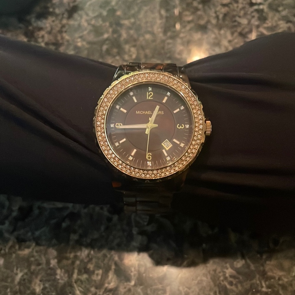 Runway Pavé Gold-Tone and Tortoiseshell Acetate Watch (needs batteries)